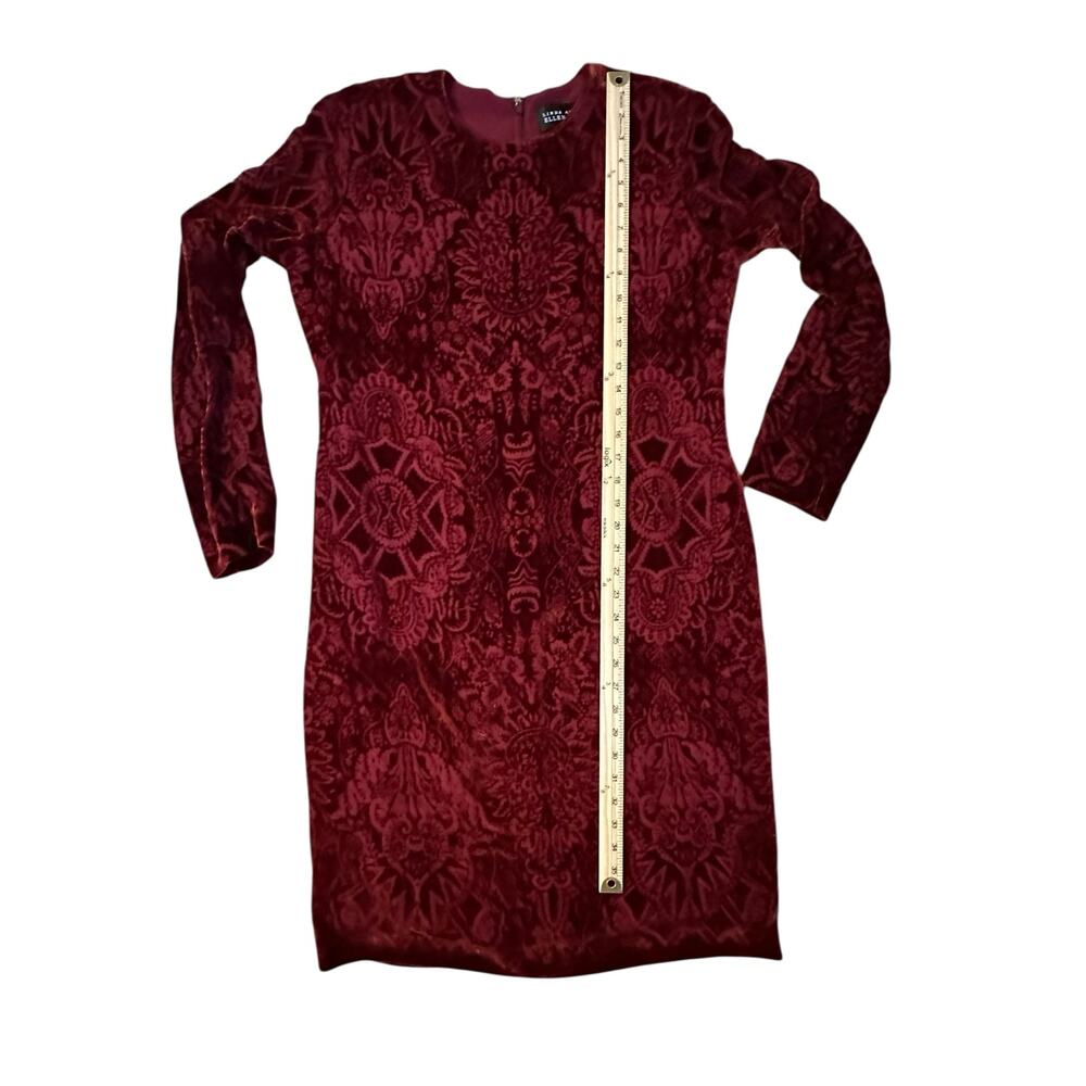 *SOLD* Linda Allard Ellen Tracy Red Silk Burnout Velvet Cocktail Dress Size 12 - Picture 8 of 9